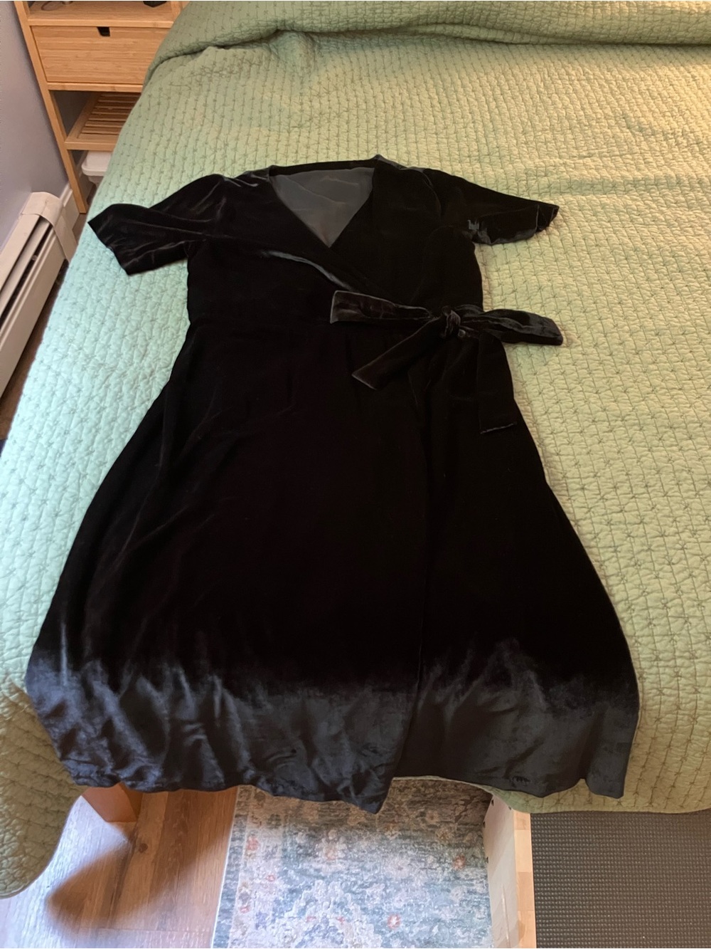 Black velvet wrap dress